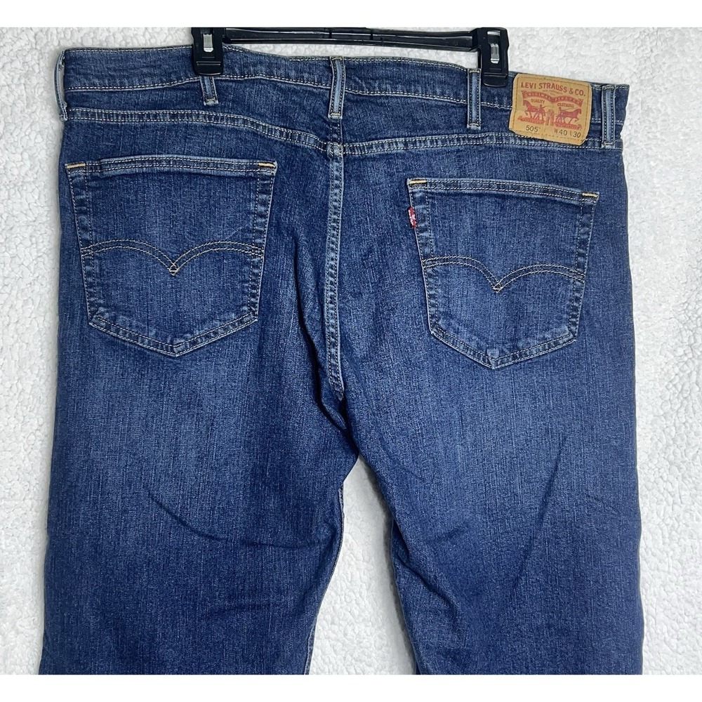 Levi's 505 Jeans Mens 40x30 Blue Regular Fit Straight Leg Dark Wash Denim (READ) - Picture 8 of 11